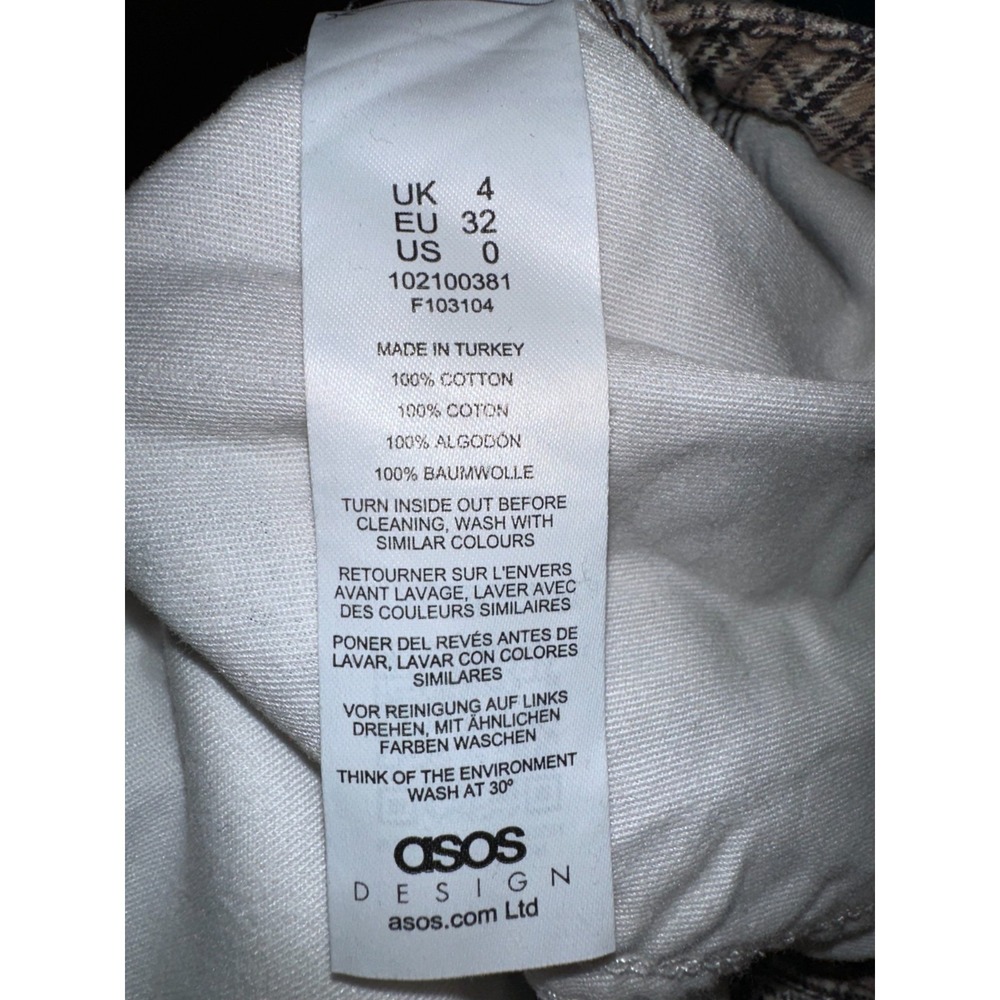 ASOS Design Womens Petite Brown Gingham High Waisted Wide Leg Pants Size 0 - Picture 5 of 5